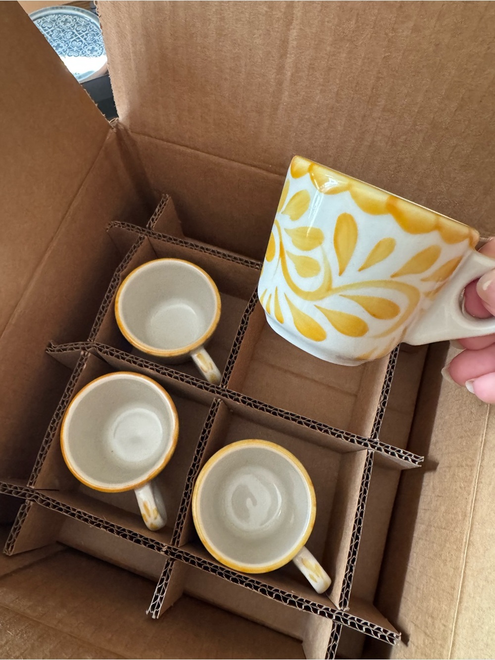 POTTERY BARN Puebla Yellow Espresso Cups